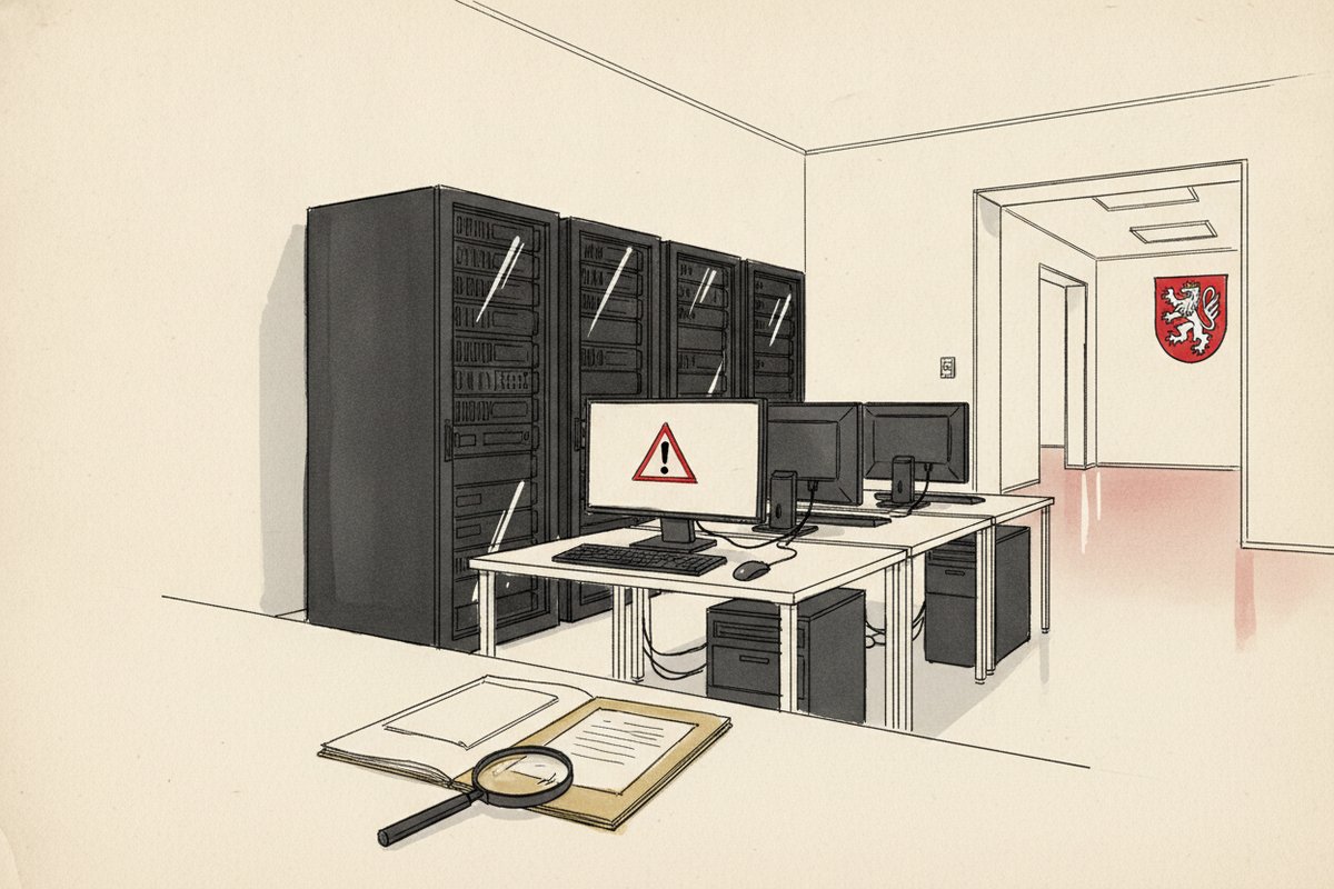 Ilustrace: Serverovna kriminalistické laboratoře policie (AI, stylizovaná)