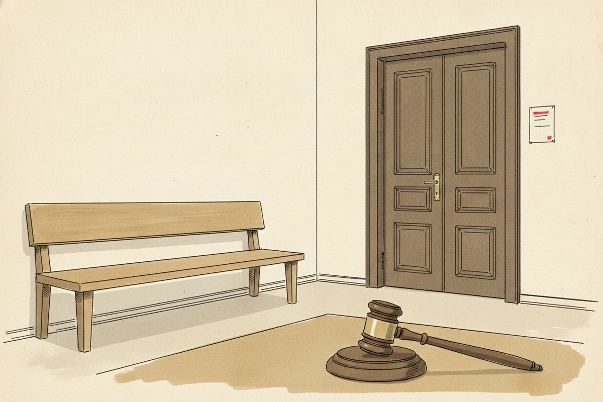 Ilustrace: Chodba krajského soudu v Praze (AI, stylizovaná)