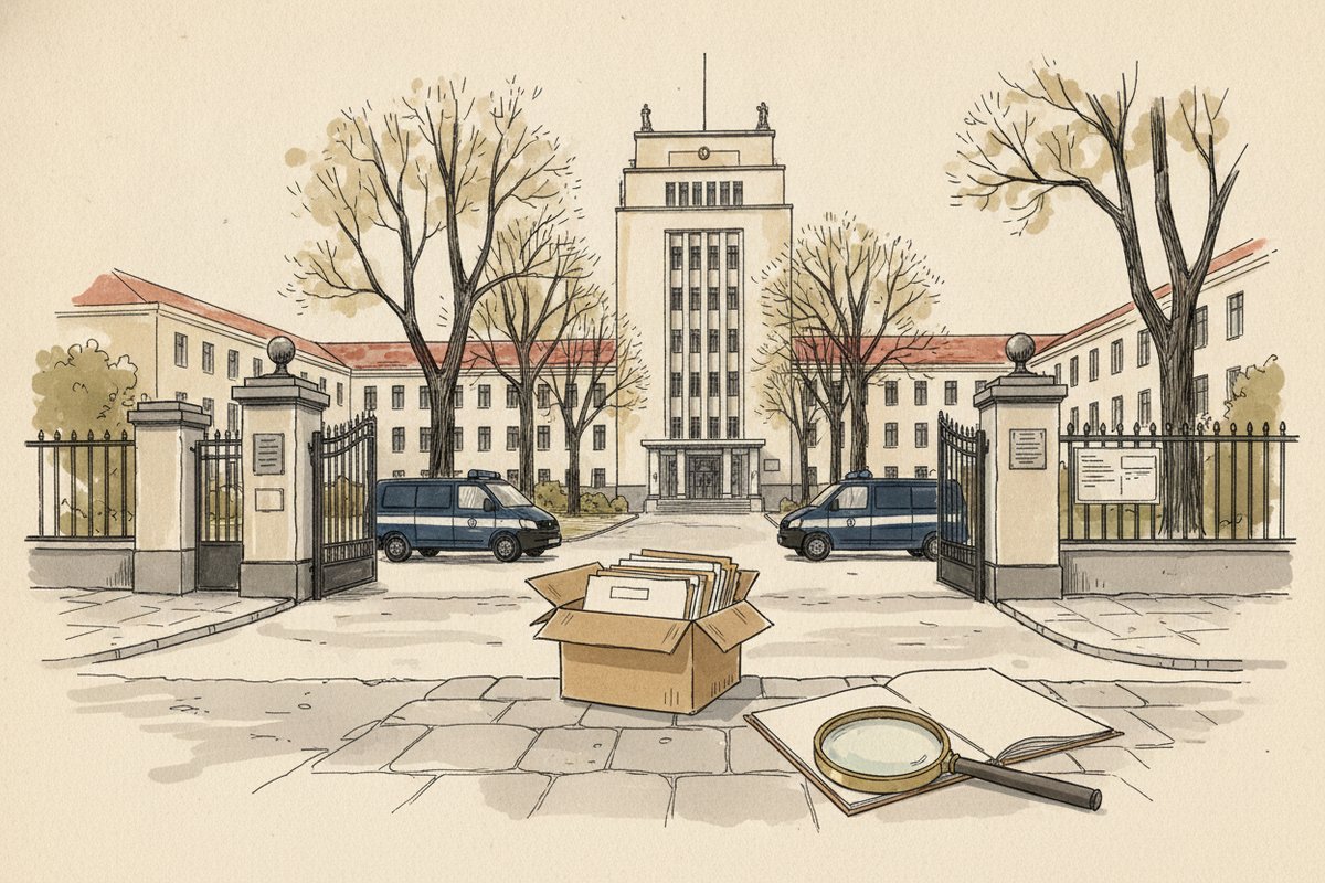 Ilustrace: Brána Ústřední vojenské nemocnice ve Střešovicích (AI, stylizovaná)